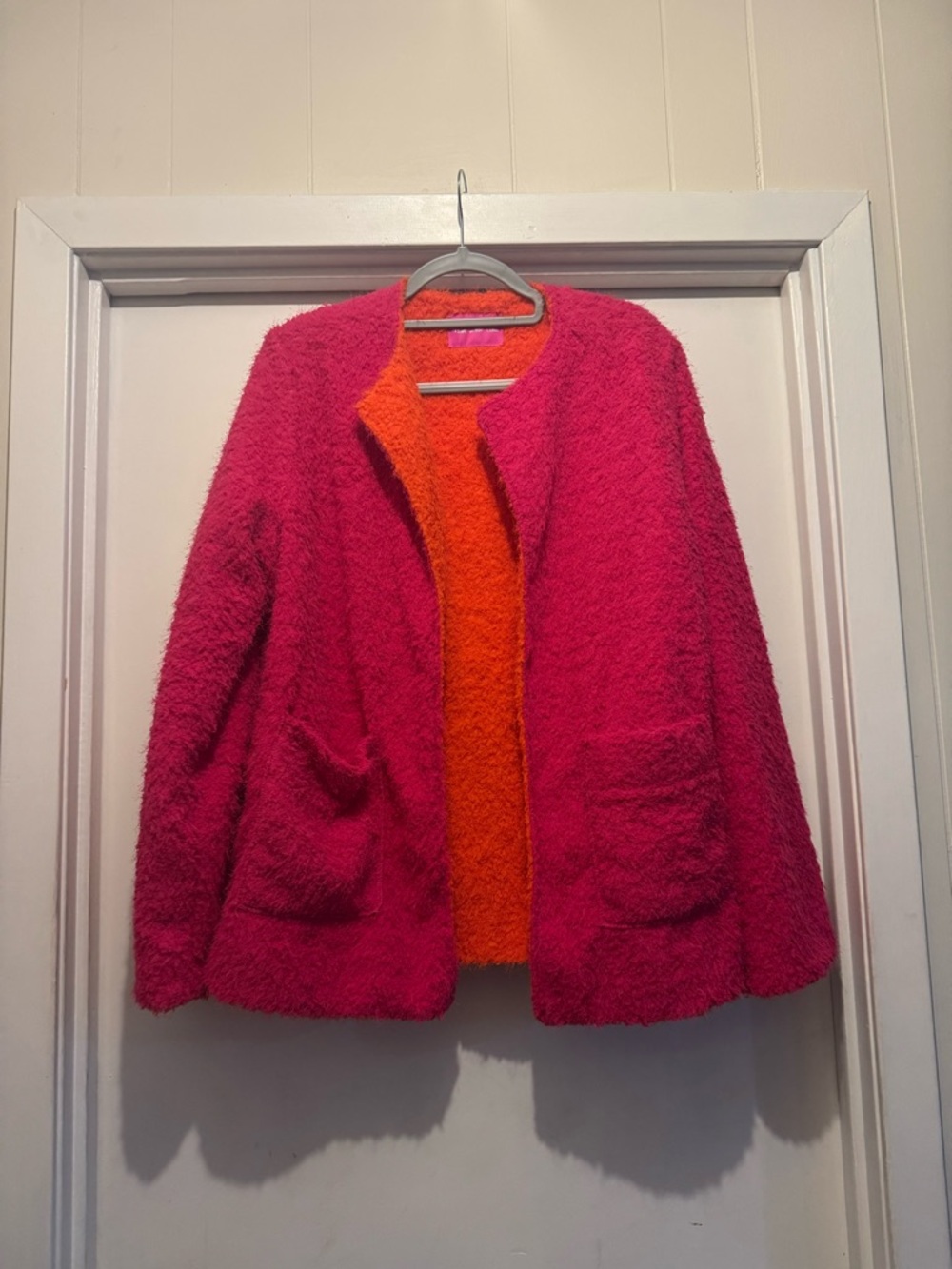 Hot Pink Teddy Jacket with Orange Lining
